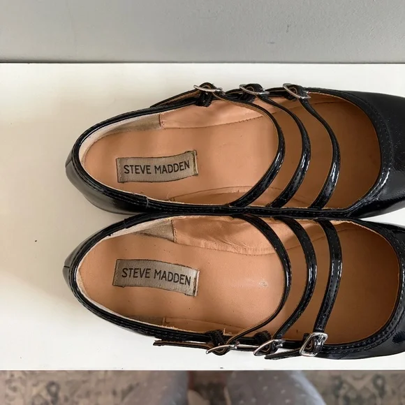 Three Straps Black Mary Janes - Picture 4 of 8